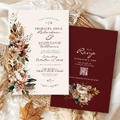 Elegant Fall Floral Burgundy Boho Autumn Wedding 招待状