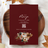 Elegant Fall Floral Burgundy Boho Autumn Wedding 招待状