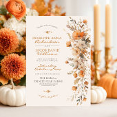 Elegant Fall Floral Ivory Rustic Autumn Wedding 招待状