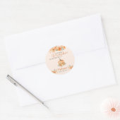 Elegant Fall Floral Orange Pumpkin Baby Shower ラウンドシール (封筒)