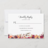 Elegant Fall Floral Pumpkin Wedding RSVP (正面)