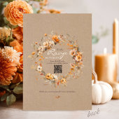 Elegant Fall Floral Rustic Kraft Autumn QR Wedding 招待状