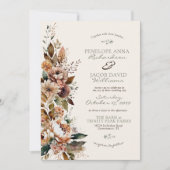Elegant Fall Floral Sage Green Boho Autumn Wedding 招待状 (正面)
