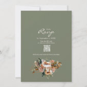 Elegant Fall Floral Sage Green Boho Autumn Wedding 招待状 (裏面)