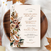 Elegant Fall Floral Terracotta Boho Autumn Wedding 招待状