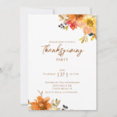 Elegant Fall Floral Thanksgiving Party  招待状 (正面)