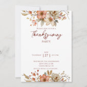 Elegant Fall Floral Thanksgiving Party  招待状 (正面)