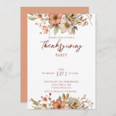 Elegant Fall Floral Thanksgiving Party 招待状 (正面/裏面)