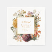Elegant Fall Flowers Foliage Romantic Wedding スタンダードカクテルナプキン (正面)