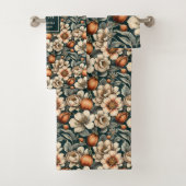 Elegant Fall Flowers Sage Copper Custom Bath Towel バスタオルセット (インサイチュ)