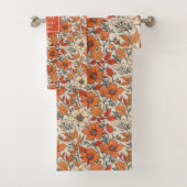Elegant Fall Flowers Sage Copper Custom Bath Towel バスタオルセット (インサイチュ)