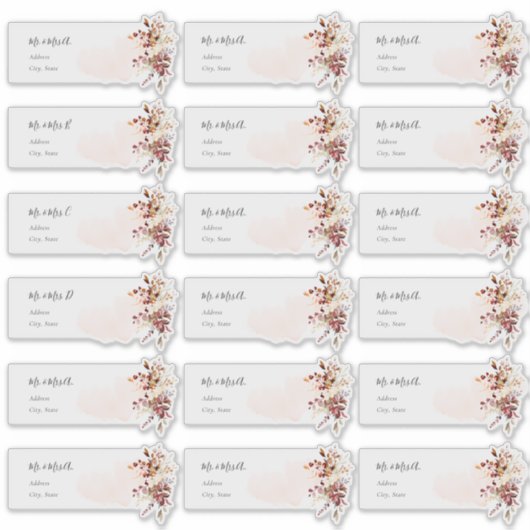 Elegant Fall Foliage Eucalyptus Guest Address シール (正面)