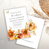 Elegant fall garden watercolor floral wedding 招待状