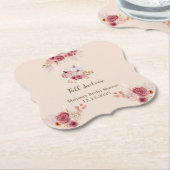 Elegant Fall In Love Boho Bridal Shower ペーパーコースター (アングル)