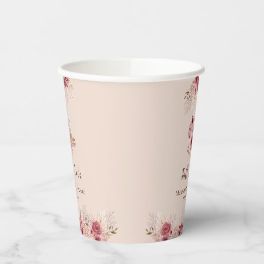 Elegant Fall In Love Boho Pink Pumpkin Paper cup 紙コップ (左)