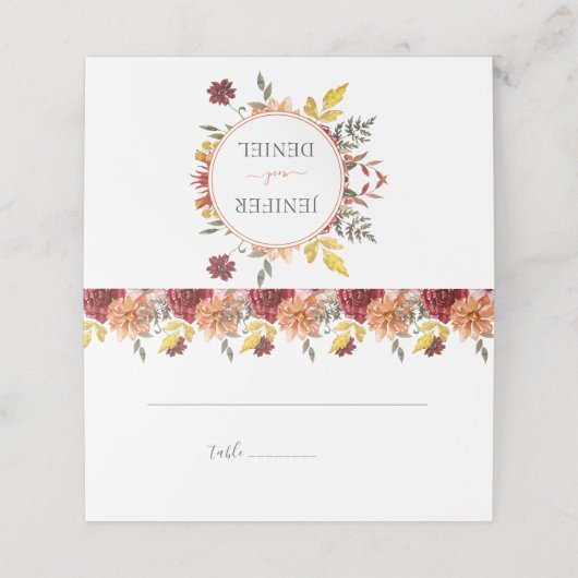 Elegant Fall Leaves Autumn Wedding  プレイスカード (外部開封)