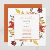 Elegant Fall Leaves Autumn Wedding  招待状 (正面/裏面)