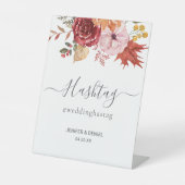 Elegant Fall Leaves Autumn Wedding Hashtag Sign 台座サイン (正面)