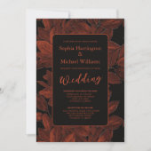 Elegant Fall Leaves Autumn Wedding Invite QR Code 招待状 (正面)