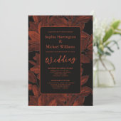 Elegant Fall Leaves Autumn Wedding Invite QR Code 招待状 (スタンド正面)