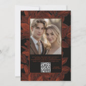 Elegant Fall Leaves Autumn Wedding Invite QR Code 招待状 (裏面)