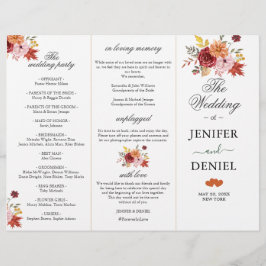 Elegant Fall Leaves Autumn Wedding  Programme 