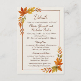 Elegant Fall Leaves & Copper Script Rustic Autumn エンクロージャーカード