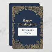 Elegant Fall Leaves Luxury Gold Foil シーズンカード (正面/裏面)