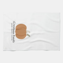 Elegant Fall Pumpkin Family Name Thanksgiving キッチンタオル