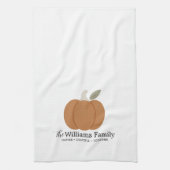 Elegant Fall Pumpkin Family Name Thanksgiving キッチンタオル (縦)