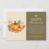 Elegant Fall Pumpkin Happy Thanksgiving Card 招待状 (正面)