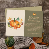Elegant Fall Pumpkin Happy Thanksgiving Card 招待状