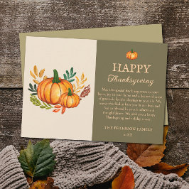 Elegant Fall Pumpkin Happy Thanksgiving Card 招待状