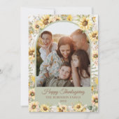 Elegant Fall Sunflowers Happy Thanksgiving Photo シーズンカード (正面)