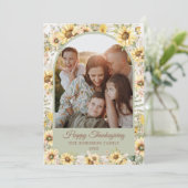 Elegant Fall Sunflowers Happy Thanksgiving Photo シーズンカード (スタンド正面)
