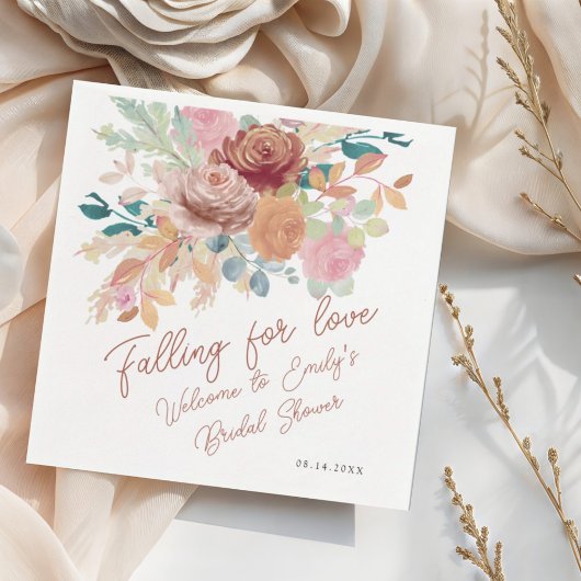 Elegant Fall Terracotta Blush Floral Bridal Shower スタンダードカクテルナプキン