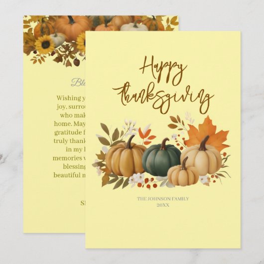 Elegant Fall Thanksgiving Card シーズンカード (正面/裏面)