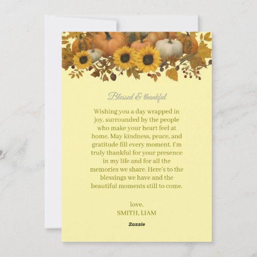 Elegant Fall Thanksgiving Card シーズンカード (裏面)