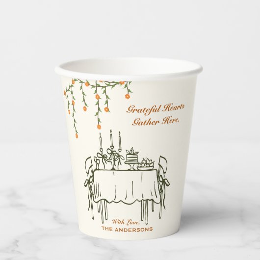 Elegant Fall Thanksgiving Friendsgiving Dinner 紙コップ (正面)
