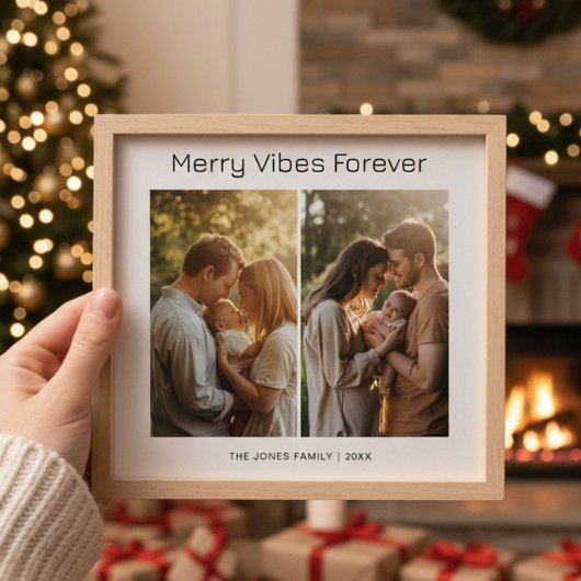 Elegant Family Christmas Card, Merry Vibes Forever シーズンカード