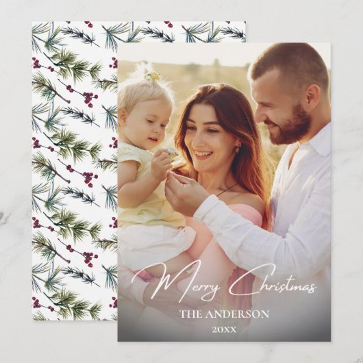 Elegant Family Christmas Card | Photo Collage シーズンカード (正面/裏面)