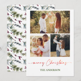 Elegant Family Christmas Card | Photo Collage シーズンカード