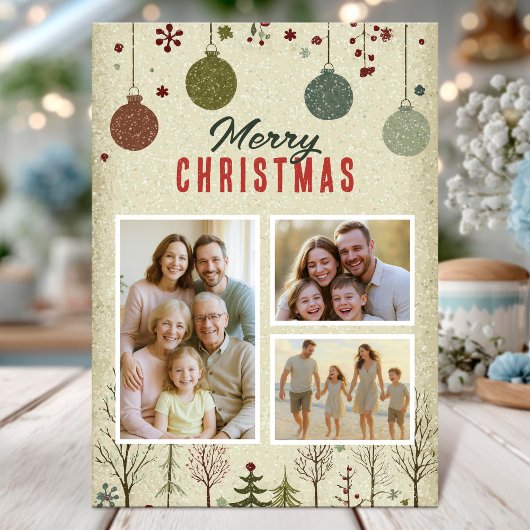 Elegant Family Christmas Photo Card 招待状