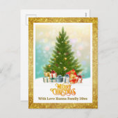 Elegant Family Holiday Present I Christmas Tree シーズンポストカード (正面/裏面)