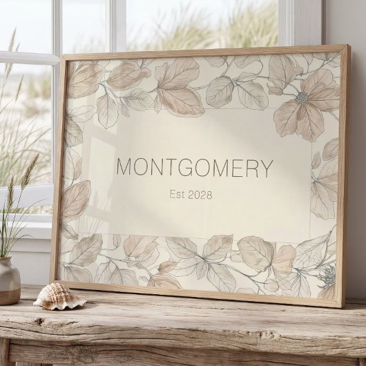 Elegant Family Last Name Wall Art Minimalist Sign ポスター