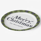 Elegant Family Merry Christmas Party Classic Plaid ペーパープレート (アングル)