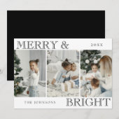Elegant Family Photo | Merry and Bright Christmas シーズンカード (正面/裏面)