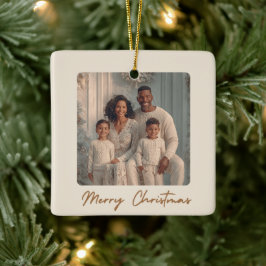 Elegant Family Photo Merry Christmas Ornament  セラミックオーナメント