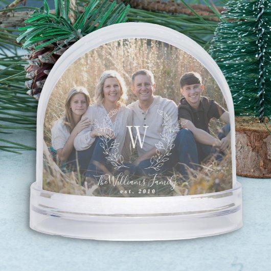 Elegant family photo monogram name personalized