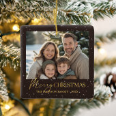 Elegant Family Two Photo Double Sided Christmas セラミックオーナメント